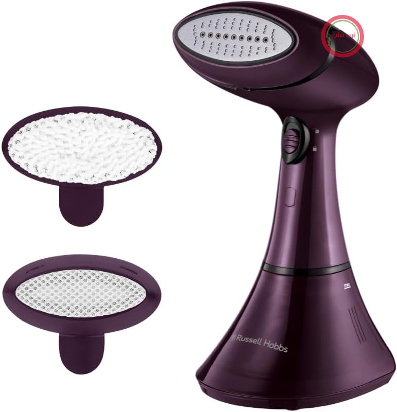 اتو بخار راسل هابز مدل Garment Steamer [2 تنظیم بخار رنگی: 32 گرم در دقیقه + 20 گرم در دقیقه] کنترل رنگ (1800 وات، گرمایش سریع، کف سرامیکی، شامل 2 ضمیمه: پارچه‌های ظریف و روکش مبلمان) اتو مسافرتی 27410-56