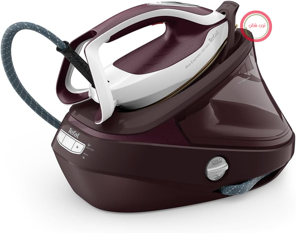 اتو بخار مخزن دار تفال کف اتوکلین Tefal Pro Express Ultimate Ii Gv9721 1.2 L Durilium Airglide قرمز، سفید (tefal Gv 9721 Pro Express Ultimate Ii)