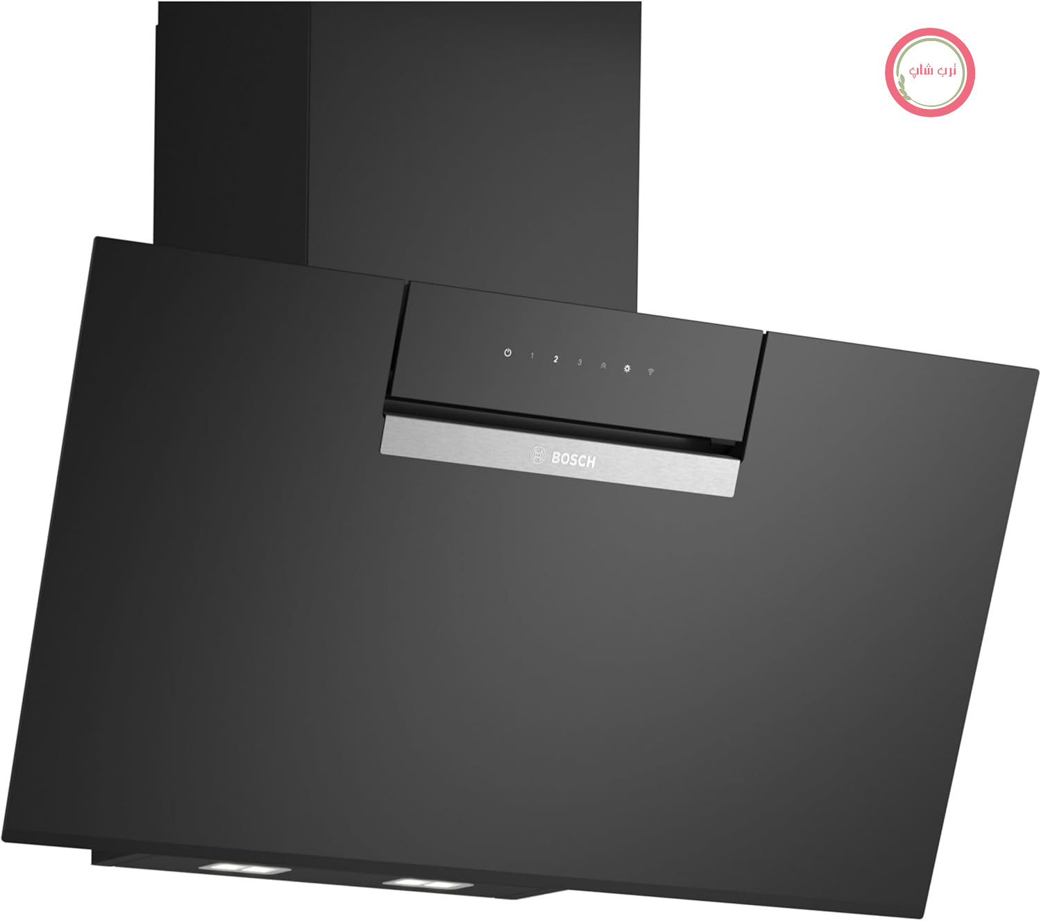 هود اجاق گاز هوشمند بوش سری ۴، ۸۰ سانتی‌متر، مدل DWK87FN60، شیشه شفاف با چاپ مشکی، هود دیواری ساخت آلمان، تنظیم خودکار روی اجاق گاز، کنترل از طریق اجاق گاز، دمای رنگ قابل تنظیم