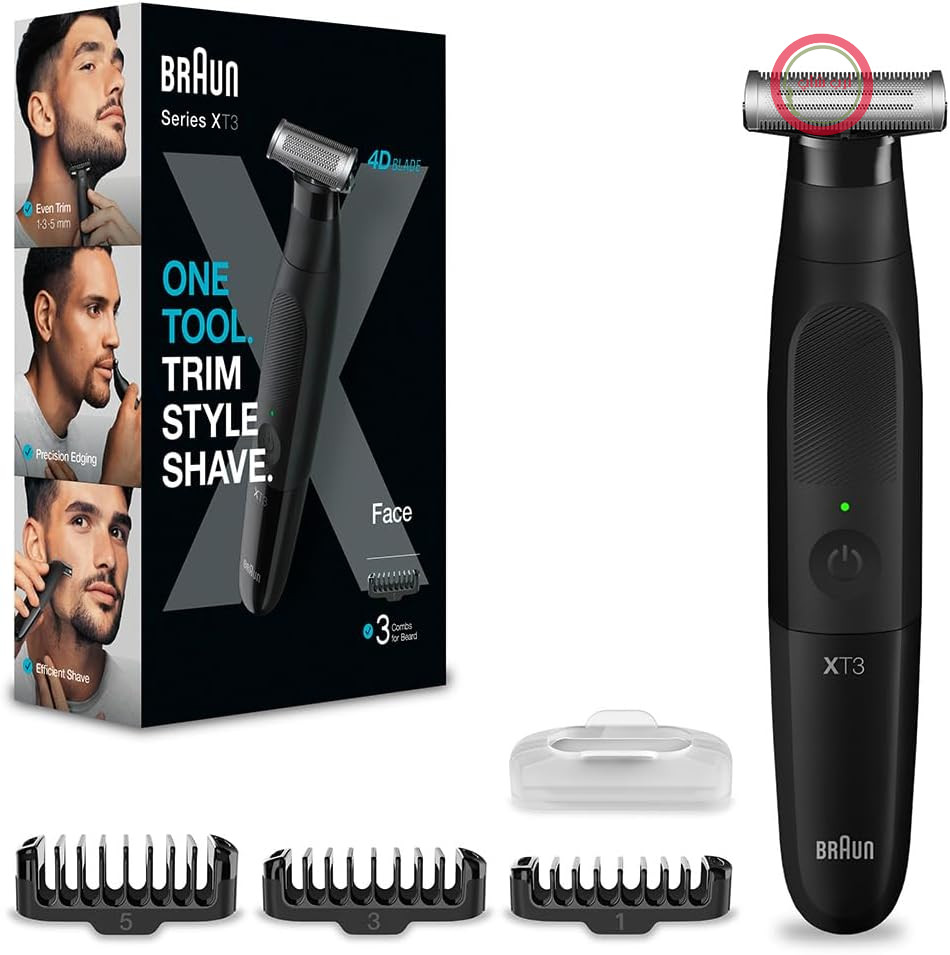 ماشین اصلاح ریش و بدن مردانه هیبریدی سری X براون، تیغه 4D، SkinShield ضد آب، بی‌سیم XT3100