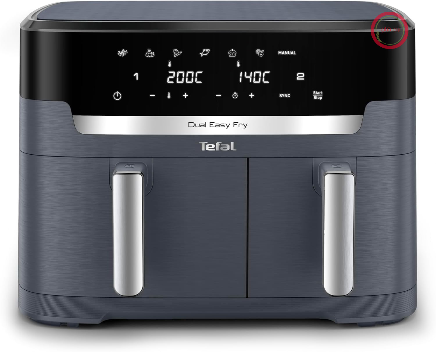 سرخ کن تفال Dual Easy Fry XXL با هوای گرم ۱۱ لیتر – سرخ کن با ۲ محفظه (محفظه دوتایی)، ۷ برنامه، ۲۷۰۰ وات، صفحه نمایش دیجیتال، فناوری Extra-Crisp، سرخ کردن کم چرب، صرفه جویی در مصرف انرژی EY942B