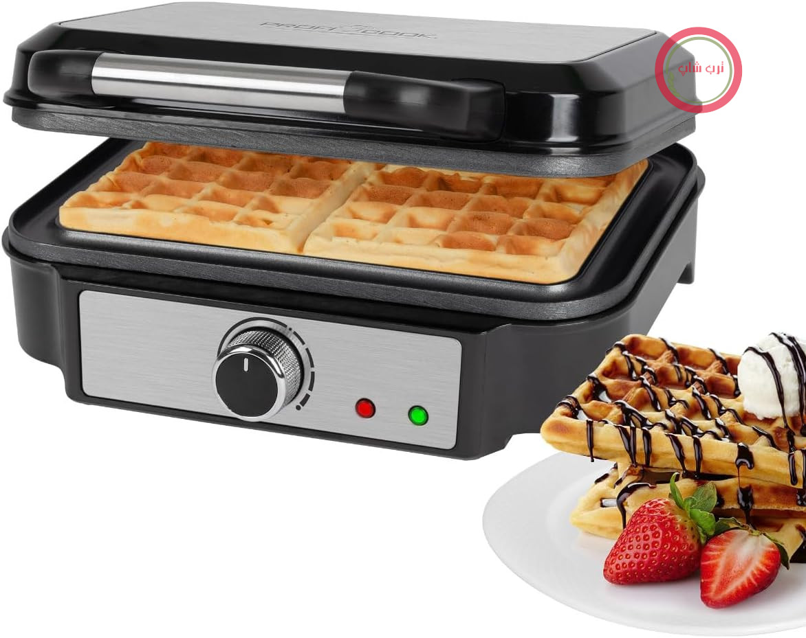 وافل ساز بلژیکی ProfiCook با 2 سطح پخت | وافل ساز بلژیکی | سطح پخت نچسب | کنترل برشته شدن بی نهایت متغیر | استیل ضد زنگ | 1000 وات | PC-WA 1240