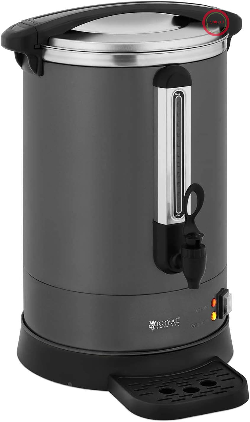 دستگاه قهوه ساز فیلتردار Royal Catering RC-WBDWTC14G، قهوه ساز استیل ضد زنگ خاکستری 14 لیتری، دستگاه قهوه ساز تمام اتوماتیک