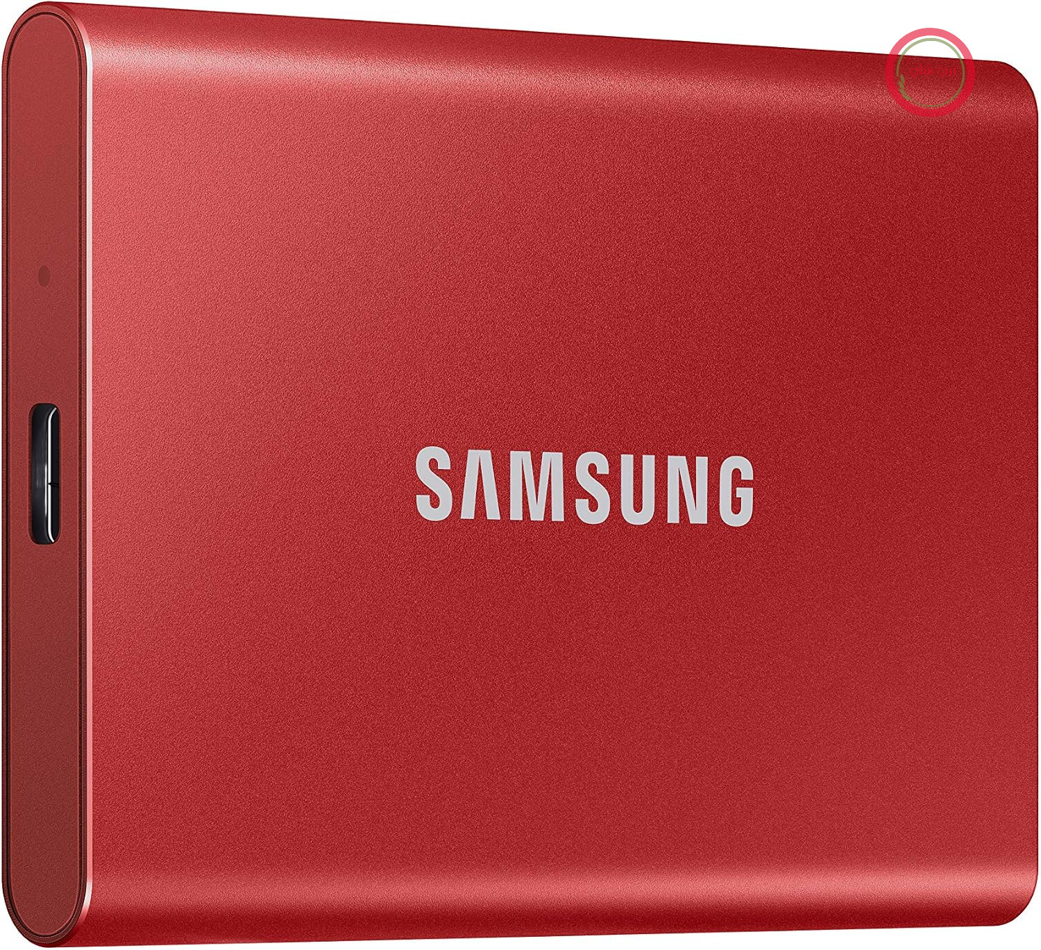 هارد SSD اکسترنال سامسونگ مدل T7، ظرفیت ۵۰۰ گیگابایت، رابط USB 3.2 نسل دوم، سرعت خواندن ۱۰۵۰ مگابایت بر ثانیه، سرعت نوشتن ۱۰۰۰ مگابایت بر ثانیه، مناسب برای مک، کامپیوتر، گوشی هوشمند و کنسول بازی، رنگ قرمز، مدل MU-PC500R/WW