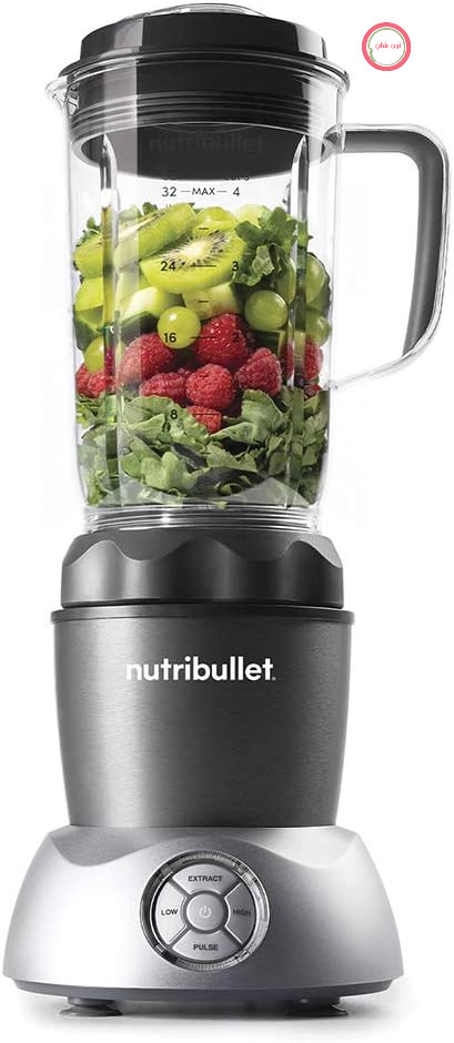 مخلوط کن و عصاره گیر مواد مغذی Nutribullet NB-28200-1008DG کامپکت، در یک دستگاه، با دو سرعت تنظیم، عملکرد پالس، عملکرد عصاره گیری، استیل ضد زنگ، خاکستری تیره