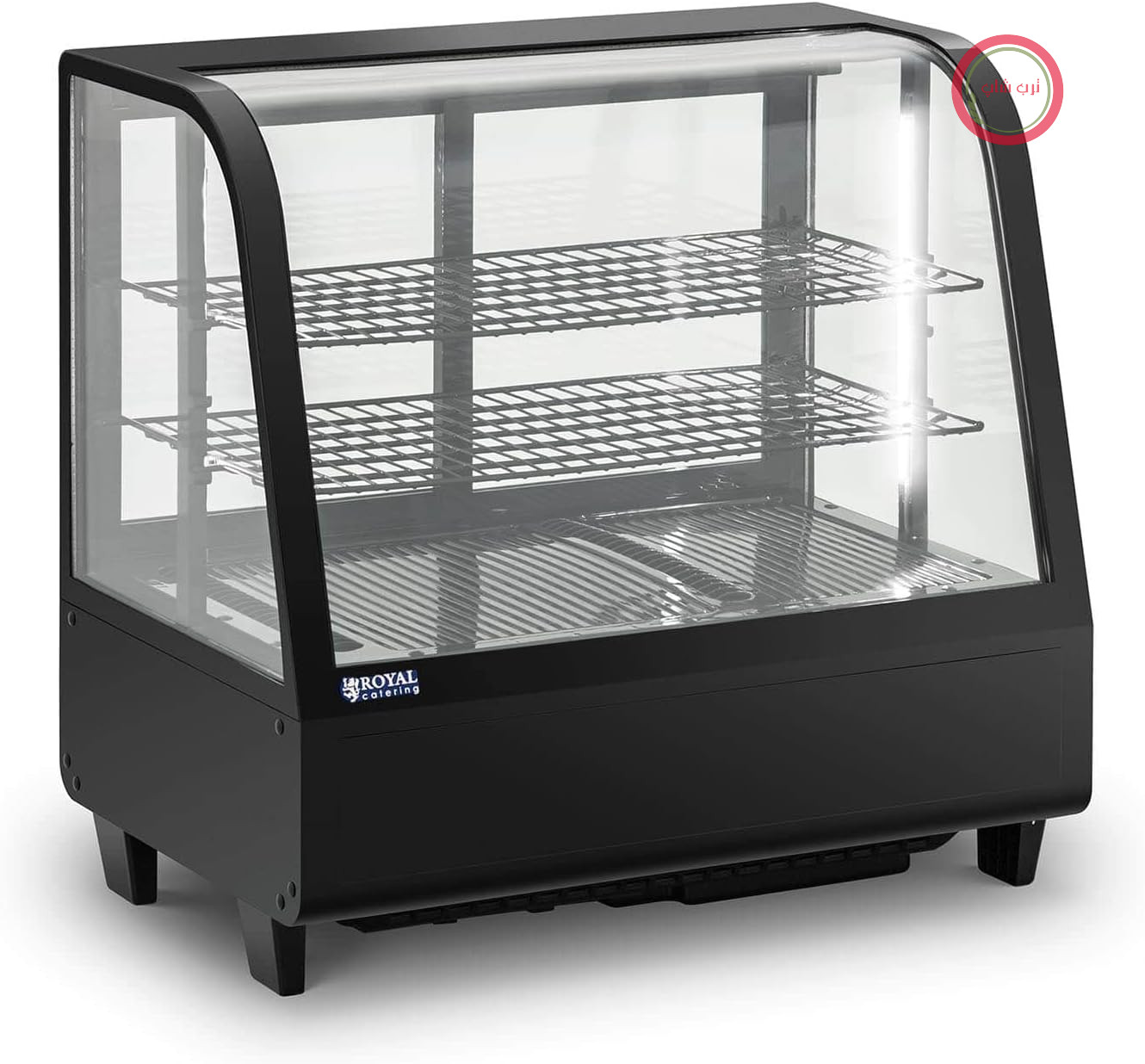 ویترین یخچالی رویال کترینگ آلمان Royal Catering RCCC-100-BT، 100 لیتر، 3 طبقه، پیشخوان مشکی، پیشخوان کیک، پیشخوان سرد