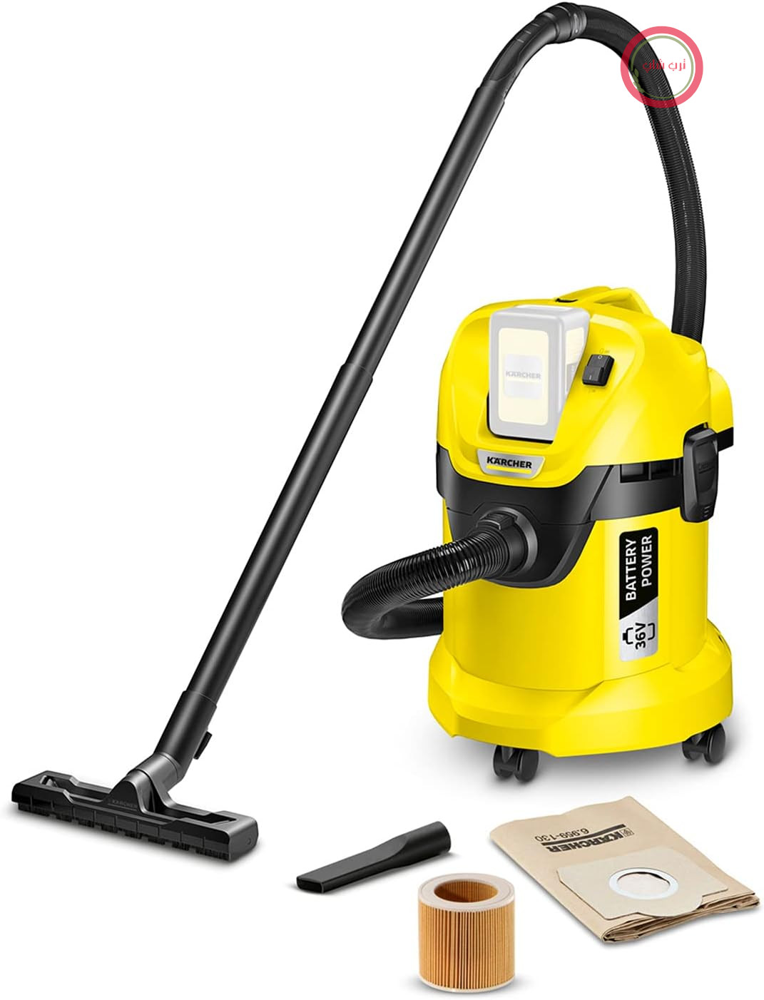 جاروبرقی صنعتی آب و خاک شارژی کرشر آلمان Kärcher WD 3 Battery، مخزن 17 لیتری، 36ولت