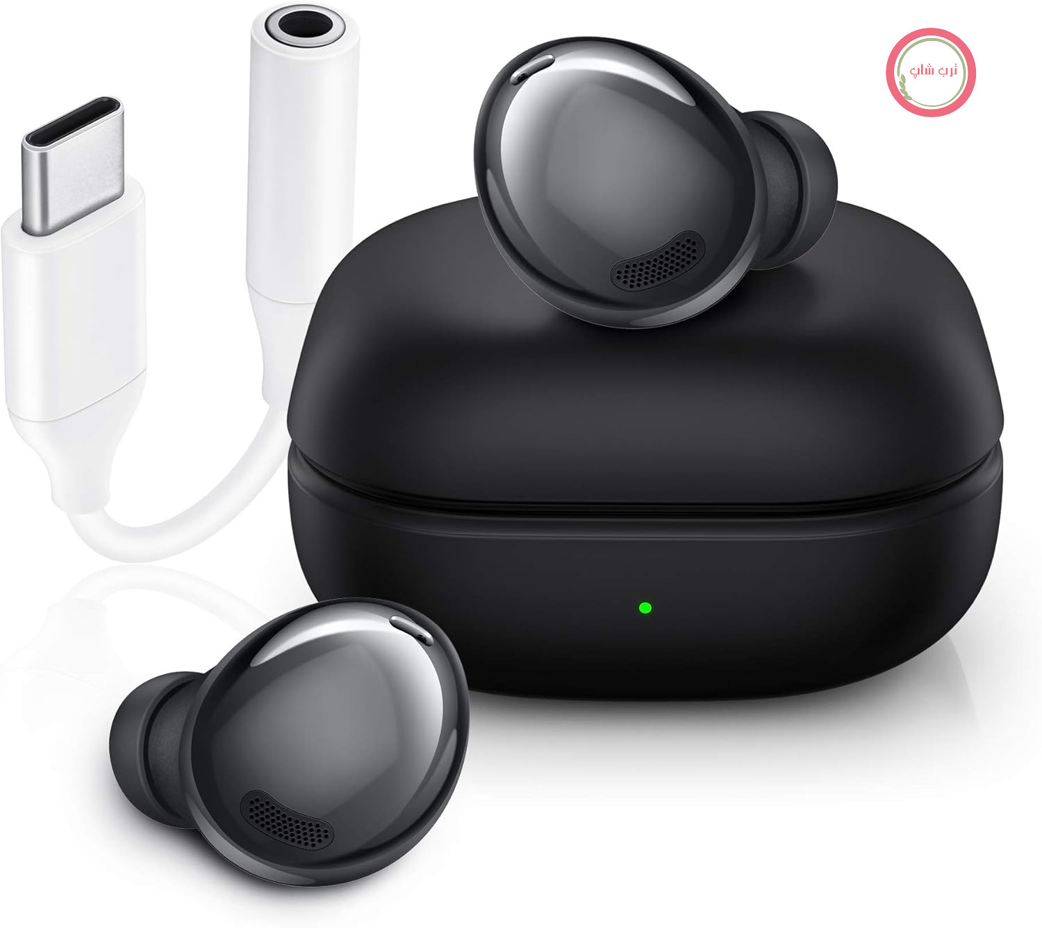 هدفون بی‌سیم سامسونگ گلکسی بادز پرو + آداپتور USB-C، حذف نویز فعال، صدای محیط، IPX7، شارژ بی‌سیم، مشکی (مشکی فانتوم) [نسخه ایتالیایی]