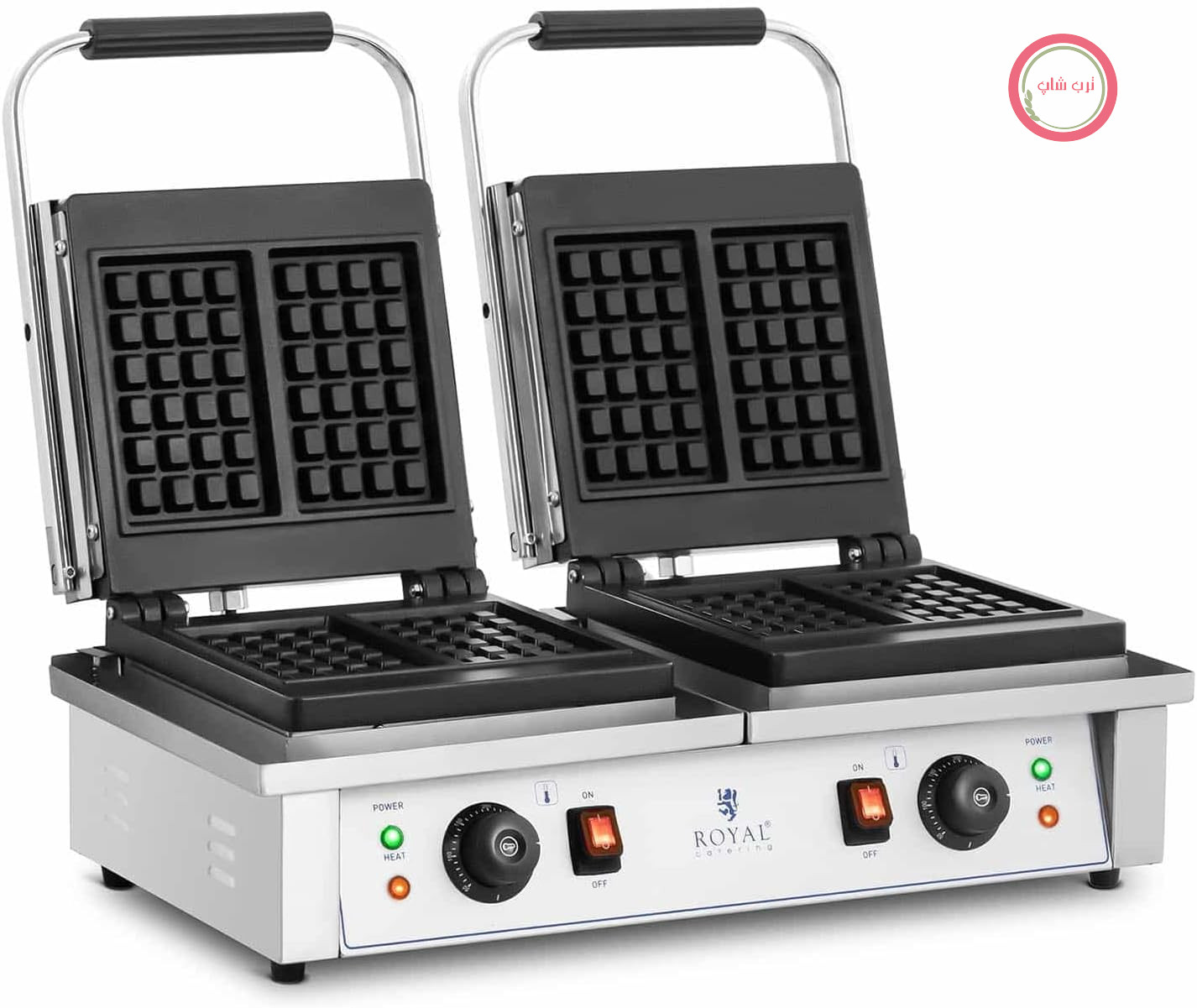 وافل ساز صنعتی رویال کترینگ آلمان Royal Catering دوبل مستطیلی، ۲ عدد، ۲۰۰۰ وات، وافل ساز بلژیکی برای وافل‌های بلژیکی
