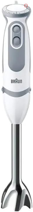 مخلوط کن دستی براون MQ 5235WH - مخلوط کن دستی MultiQuick 5 Vario با پایه مخلوط کن استیل ضد زنگ، 1000 وات، شامل مجموعه لوازم جانبی 3 تکه، سفید / خاکستری
