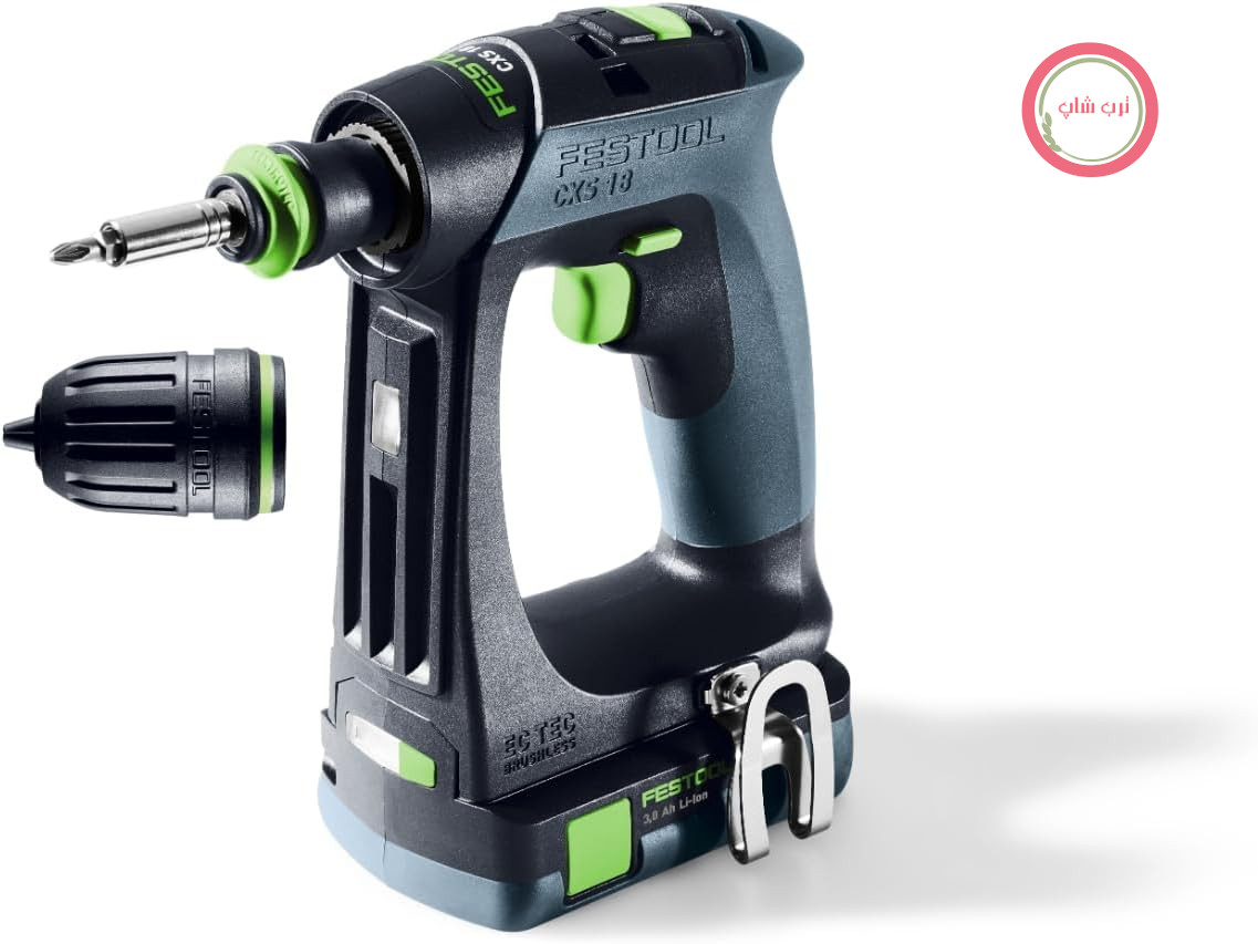 دریل/پیچ‌گوشتی بی‌سیم Festool – CXS 18 C 3.0-Plus شامل باتری‌های BP 18 Li 3.0 C + شارژر سریع + نگهدارنده مته مغناطیسی + سه نظام + سه نظام سریع رها شونده + مته + گیره کمربندی + Systainer SYS3 M 187