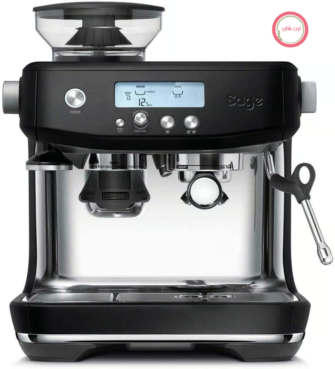 دستگاه قهوه ساز Sage The Barista Pro با کف ساز شیر دستی، ترافل سیاه | دستگاه قهوه ساز با کف ساز شیر دستی و آسیاب مخروطی یکپارچه، 30 حالت آسیاب، 1650 وات
