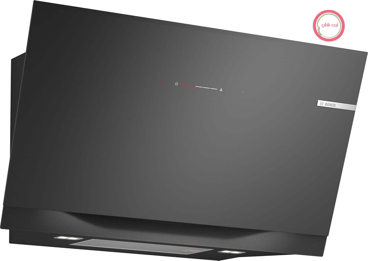 بوش DWJ91LT60، سری 8، هود استخراج هوشمند، 90 سانتی‌متر، شیشه شفاف با چاپ مشکی، هود دیواری بسیار بی‌صدا، ساخت آلمان، کنترل اجاق گاز، دمای رنگ قابل تنظیم، حسگر PerfectAir