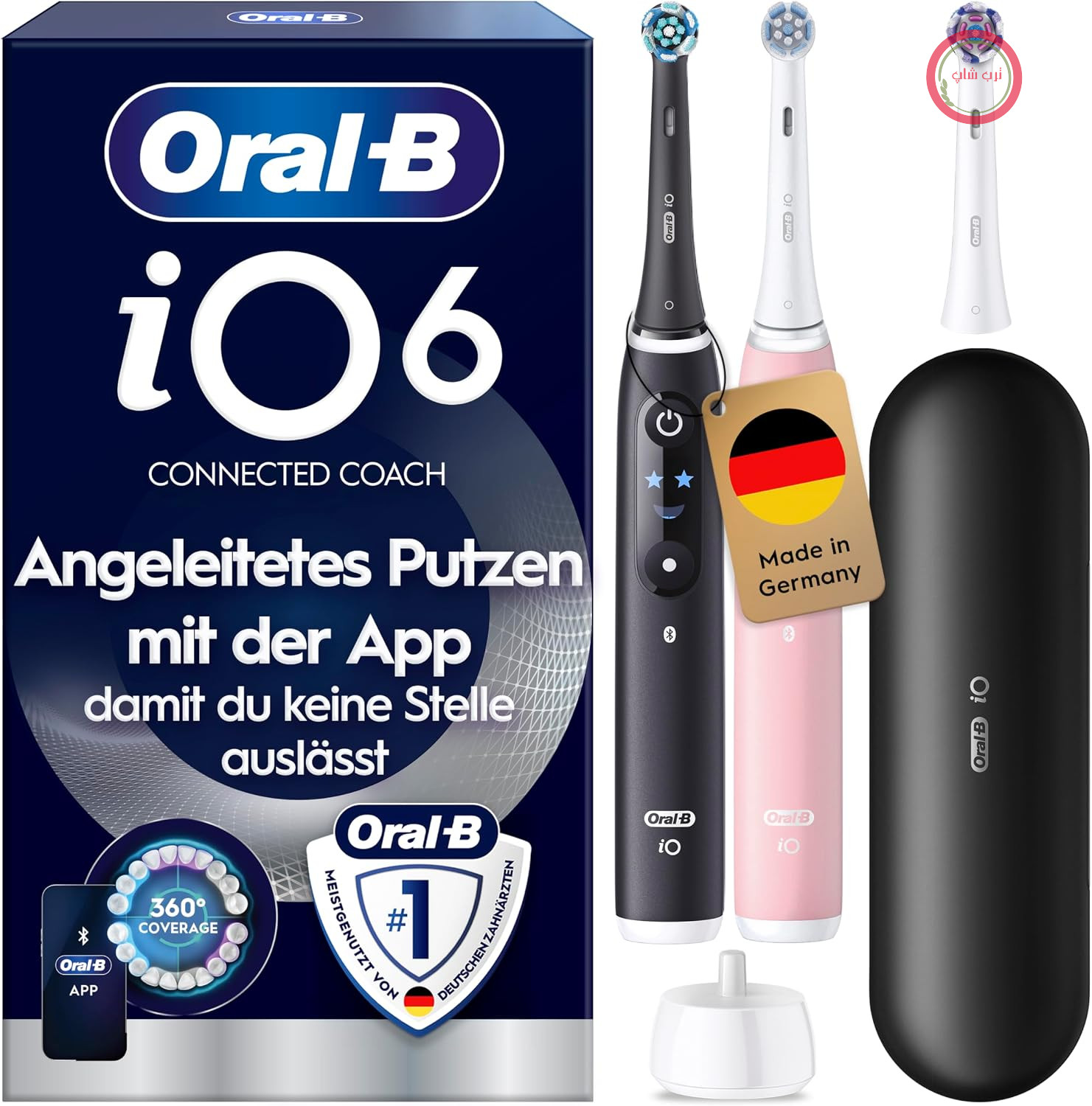 مسواک برقی اورال بی Oral-B iO Series 6، بسته دوتایی، مشکی/صورتی