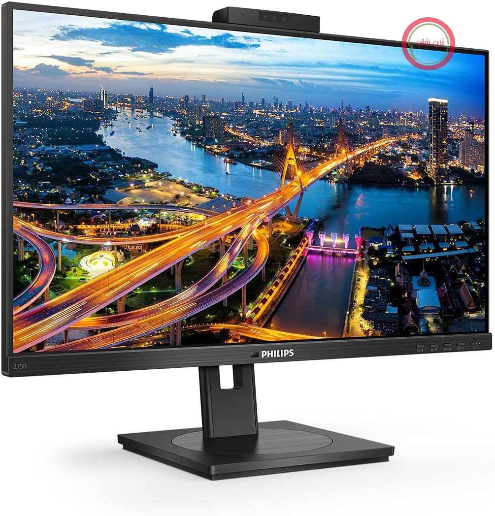 مانیتور فیلیپس 275B1H - 27 اینچ QHD، وب کم، قابلیت تنظیم ارتفاع (2560x1440، DVI، HDMI، DisplayPort، هاب USB) مشکی