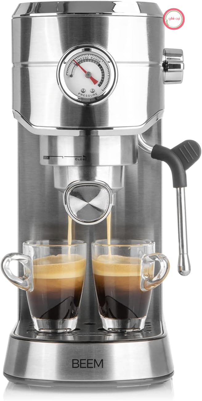دستگاه اسپرسوساز Beem Espresso Ultimate با پورتافیلتر، ساخته شده از استیل ضد زنگ به رنگ نقره‌ای، فشار ۲۰ بار، ابعاد: ۳۱.۲ سانتی‌متر در ۱۳.۹ سانتی‌متر در ۳۰.۴ سانتی‌متر، کد محصول: ۰۲۰۳۲