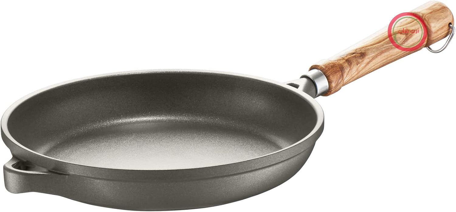 ماهیتابه برندس آلمان Berndes Bonanza، سازگار با القایی، 24 سانتی‌متر، مناسب برای همه اجاق گازها، ماهیتابه با روکش نچسب 3 لایه و دسته چوبی، آلومینیوم ریخته‌گری مقاوم، روکش نچسب، مشکی