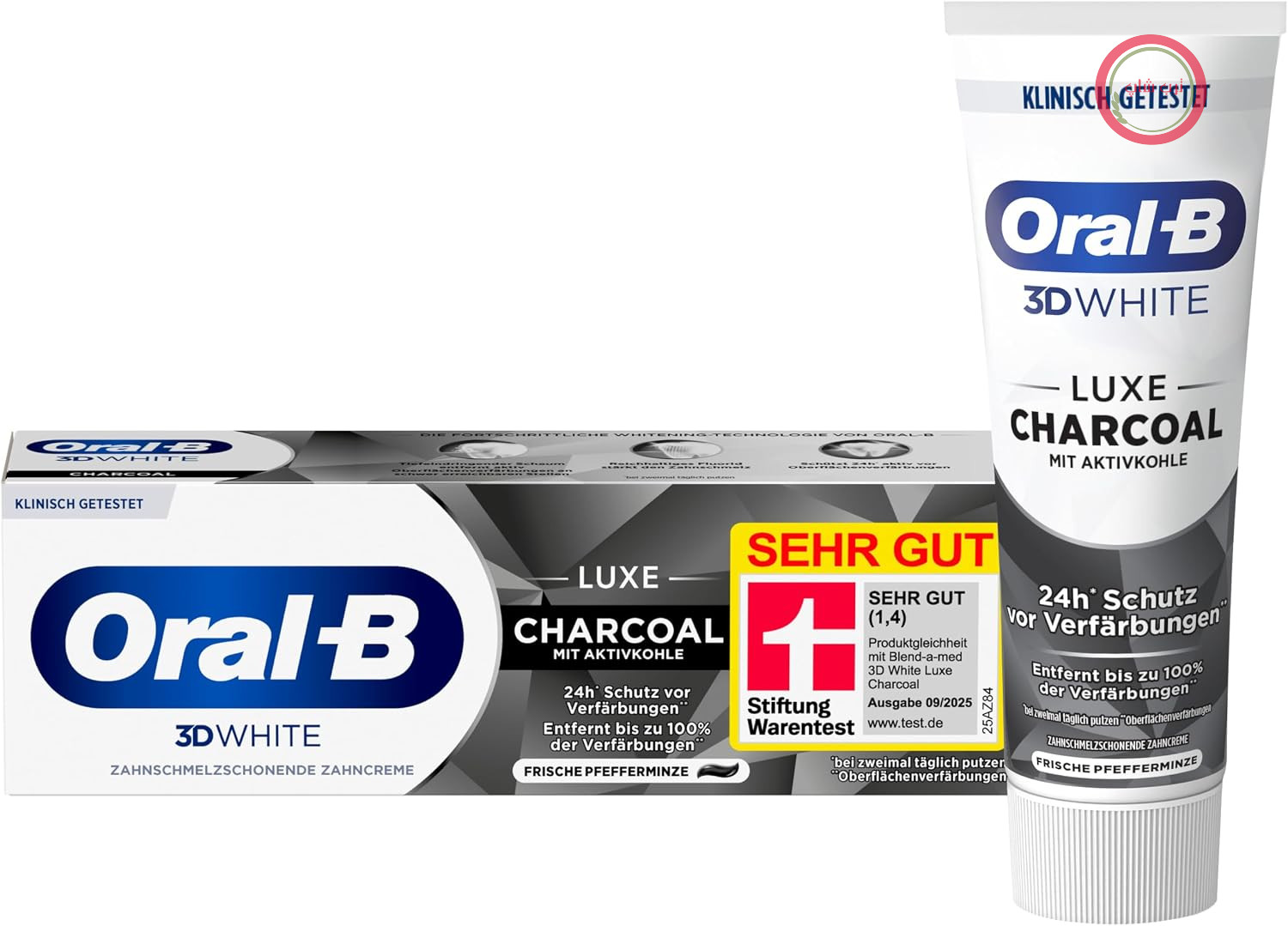 خمیر دندان سفید Oral-B مدل 3D Zahnpasta، زغالی لوکس، 75 میلی لیتر × 6 عدد