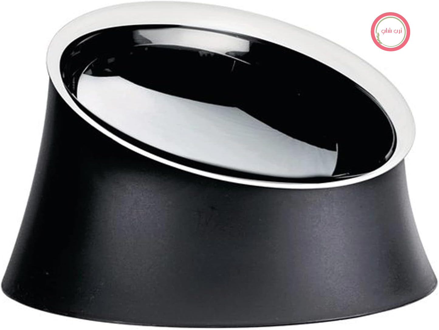 کاسه غذای سگ Alessi Wowl BM13/21، طرح‌دار، زاویه‌دار برای تغذیه آسان‌تر سگ، رزین ترموپلاستیک و استیل ضد زنگ 18/10، 21 سانتی‌متر، مشکی