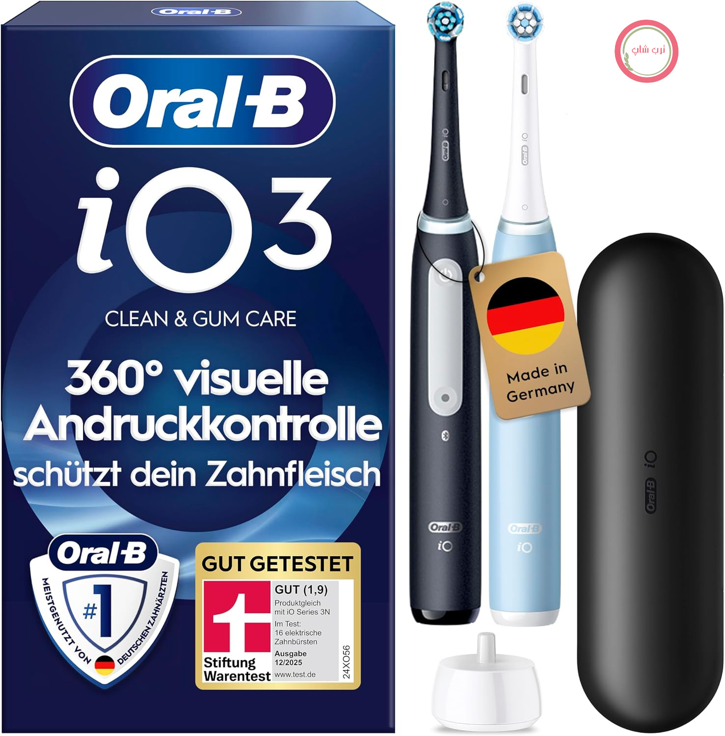 مسواک برقی Oral-B iO Series 3، بسته دوتایی، مشکی/آبی