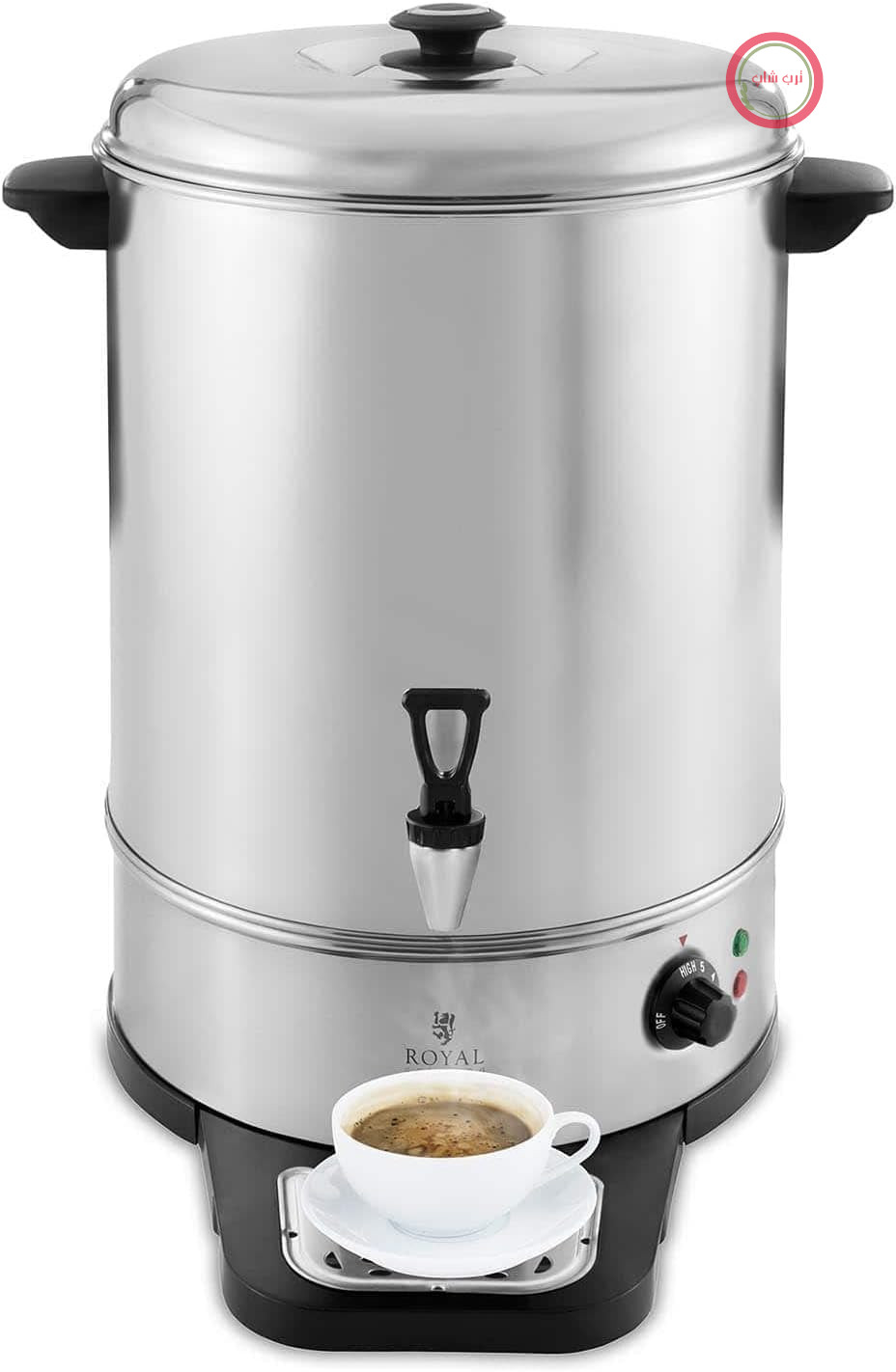 فلاسک گرم نوشیدنی صنعتی رویال کترینگ آلمان Royal Catering مدل RCWK-30A، ظرفیت ۲۶ تا ۳۰ لیتر، ۲۵۰۰ وات، استیل