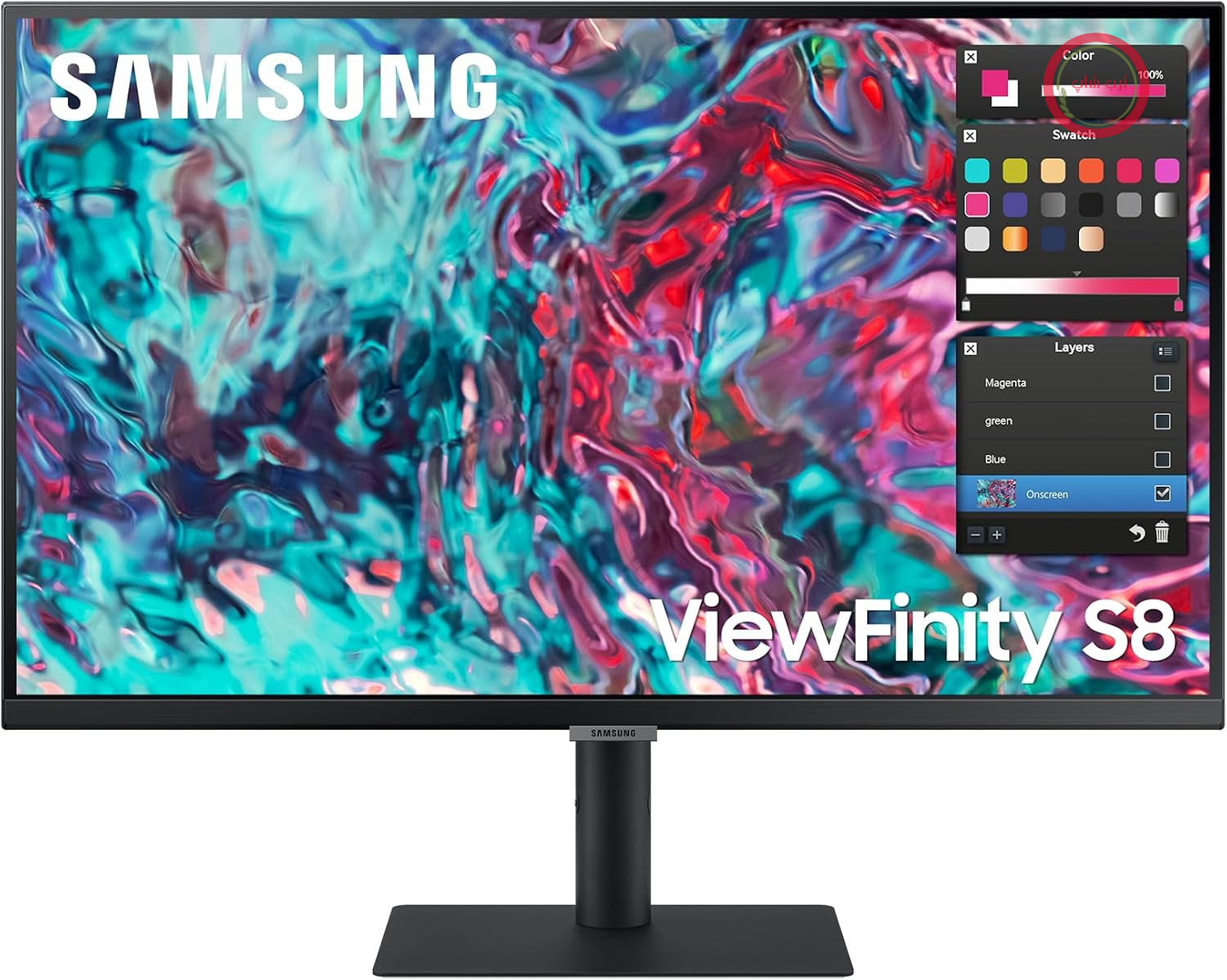 مانیتور تجاری سامسونگ ViewFinity S8UT با بلندگوهای داخلی، ۲۷ اینچ، پنل IPS، کیفیت ۴K UHD، رزولوشن ۳۸۴۰ در ۲۱۶۰ پیکسل، HDR10، پوشش ۹۹ درصدی طیف رنگی sRGB برای طراحی گرافیک، ۶۰ هرتز، ۵ میلی‌ثانیه (G/G)، صفحه نمایش چرخان