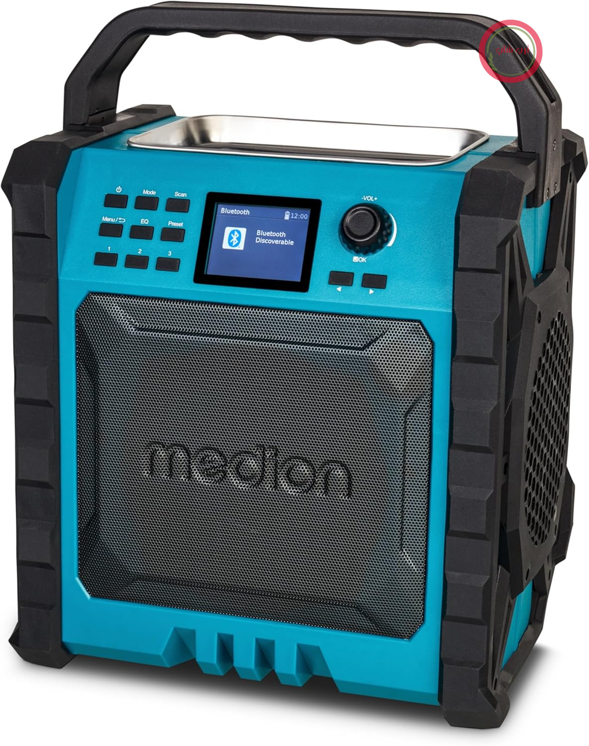رادیو کارگاه ساختمانی MEDION P66896 (DAB Plus، DAB+/FM، باتری داخلی، صفحه نمایش رنگی، بلوتوث، قابلیت پاوربانک، IP54، مقاوم، دو رادیاتور غیرفعال)