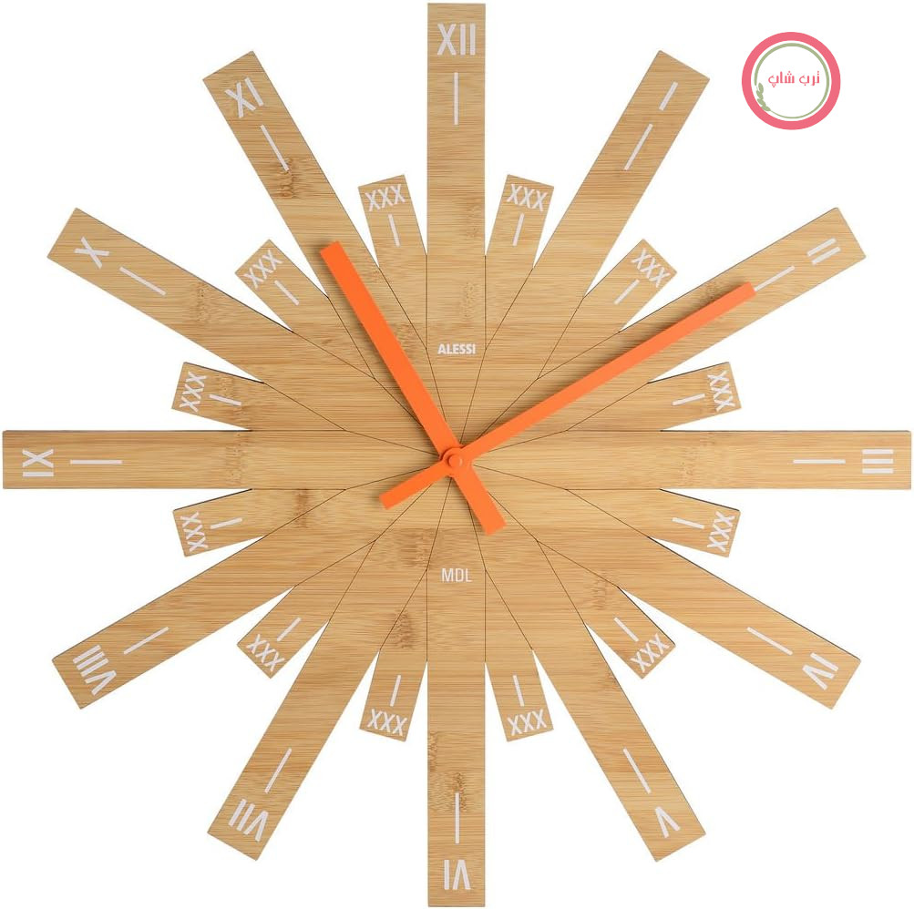 ساعت دیواری Alessi MDL05 Raggiante - چوب بامبو.