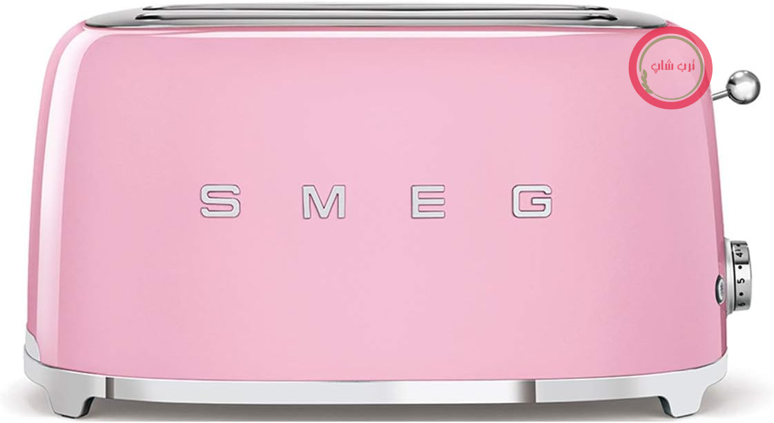 توستر Smeg 2x4 TSF02PKEU، 2 جایگاه برای 4 برش نان، 6 سطح برشته کردن نان، عملکرد گرمایش، عملکرد یخ‌زدایی و پخت نان شیرینی حلقوی، کشوی نگهداری، 1500 وات، صورتی