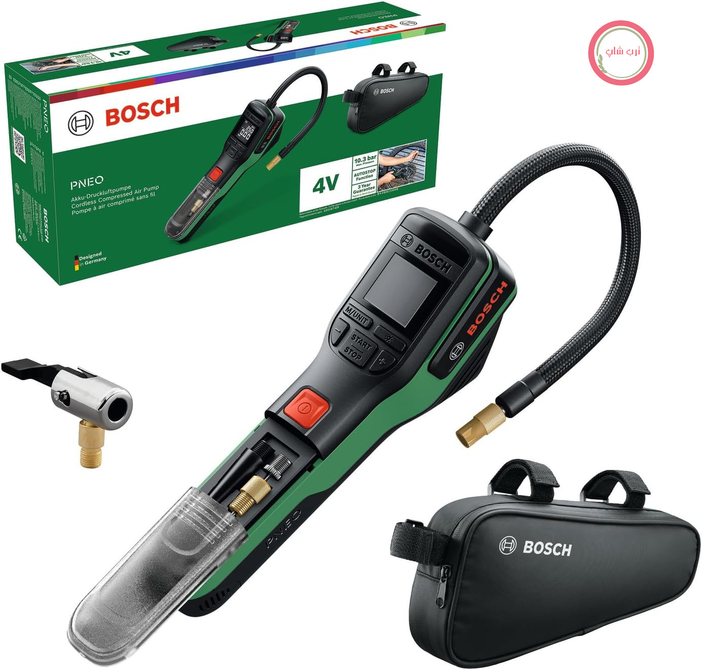 تلمبه دوچرخه برقی بوش PNEO با باتری 3 آمپر ساعت، 10.3 بار، 150 PSI