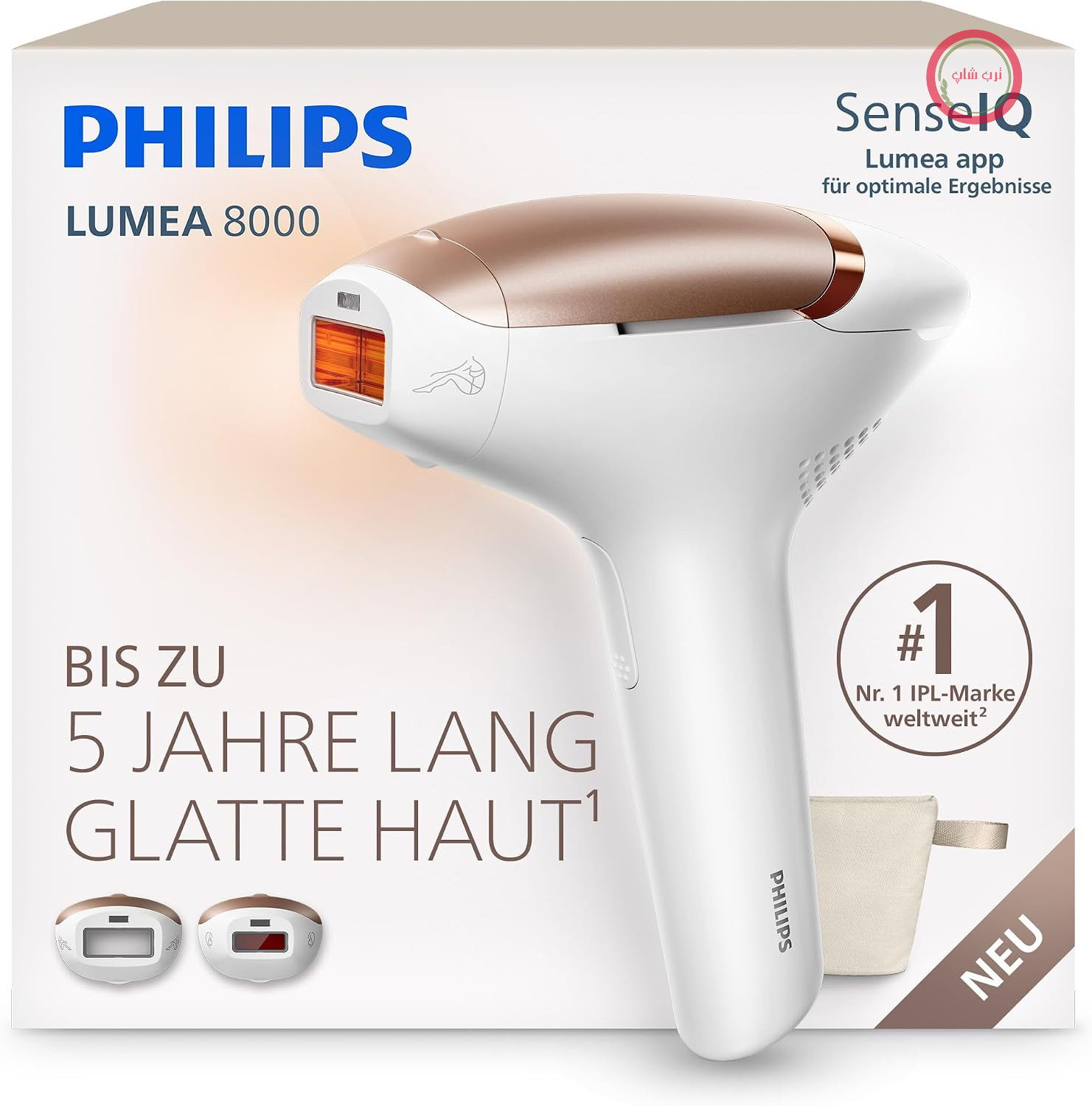 دستگاه رفع موهای زائد Philips Lumea 8000 IPL - جایگزین لیزر درمانی در سالن‌های زیبایی، استفاده آسان در منزل، ایمن مطابق با استانداردهای پزشکی، 2 سر قابل اتصال: بدن و صورت، BRI935/00