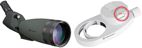 دوربین نقطه زن ضد آب Bresser مدل Pirsch 25x-75x100 با قابلیت زوم بدون پله و آداپتور جهانی گوشی هوشمند برای تلسکوپ، میکروسکوپ، دوربین نقطه زن، و چشمی تا قطر 68 میلی متر