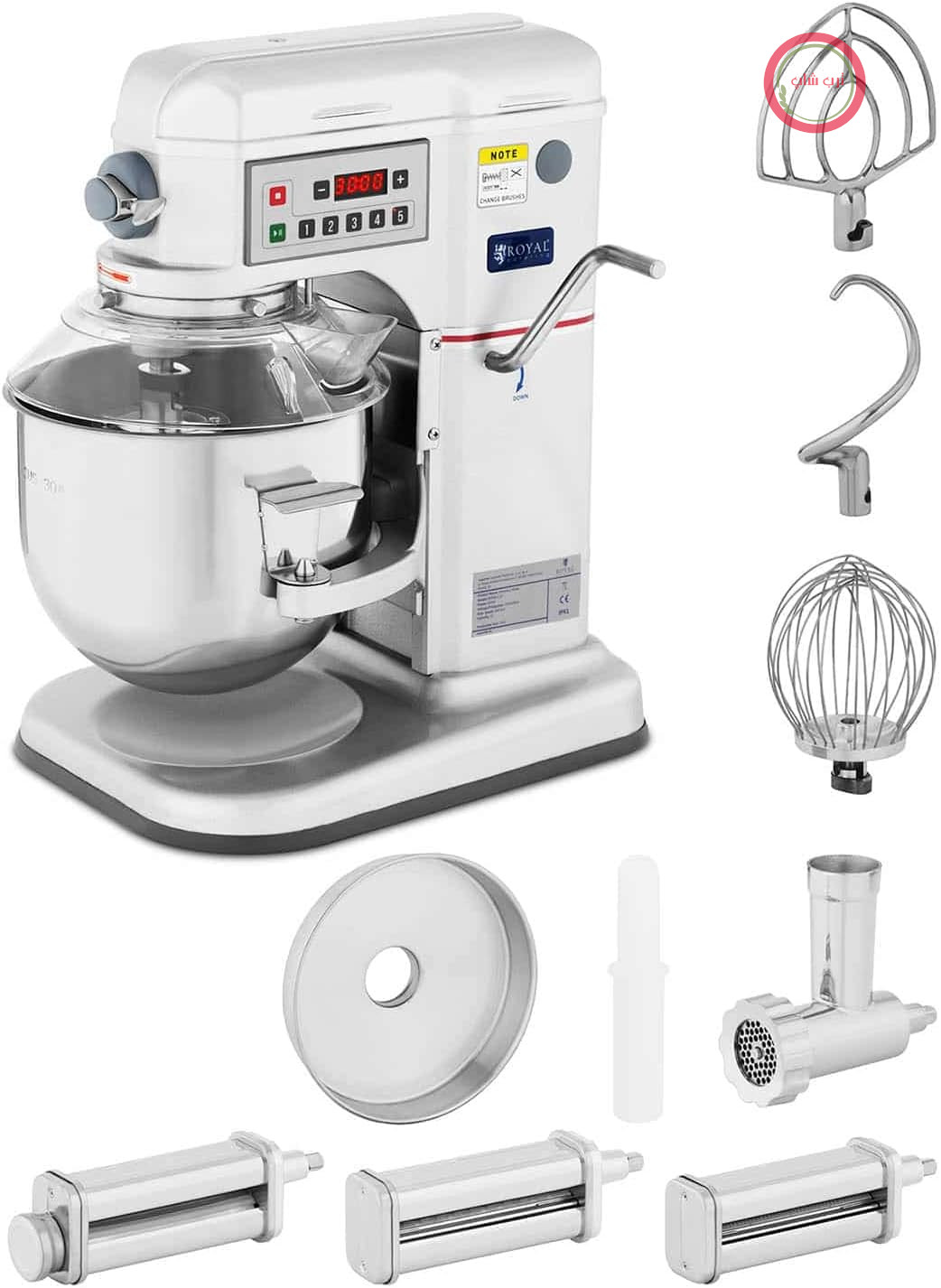 خمیرگیر سیاره‌ای کاسه‌دار قابل تنظیم Royal Catering RCPM-7.1C با توان 650 وات