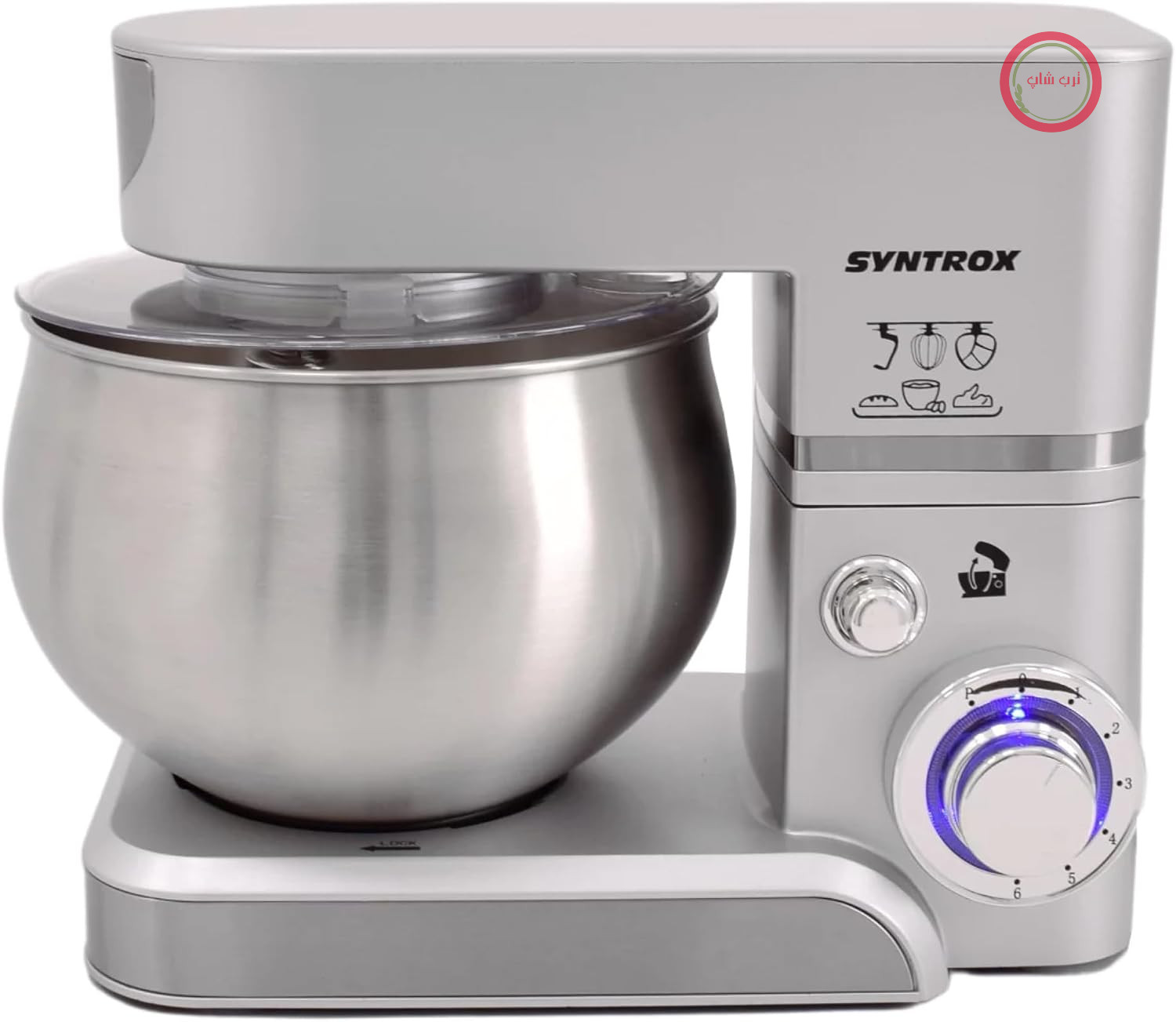 غذاساز و خمیرزن سینتروکس آلمان Syntrox Germany مدل Basic 5 لیتری، پایه‌های لاستیکی ضد لغزش و پایدار، طراحی با کیفیت بالا، غذاساز چند منظوره (نقره‌ای)