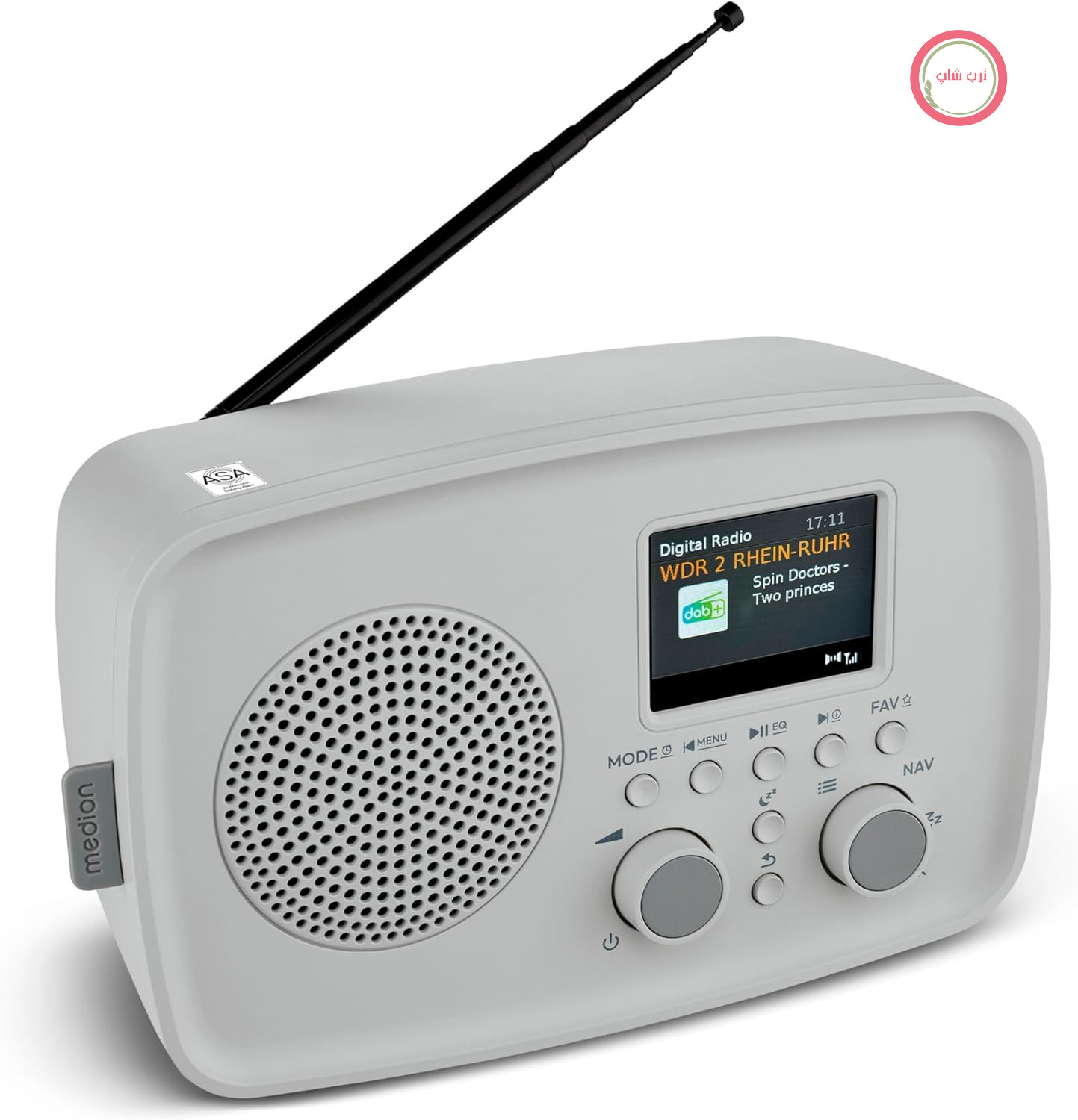 رادیو DAB مدل MEDION با بلوتوث DRE-1 - دریافت از طریق DAB+ و FM، ساعت زنگ‌دار رادیویی، بلندگوی 5 واتی برای صدای واضح، صفحه نمایش TFT، عملکرد اضطراری ASA، کارکرد با برق شهری - خاکستری
