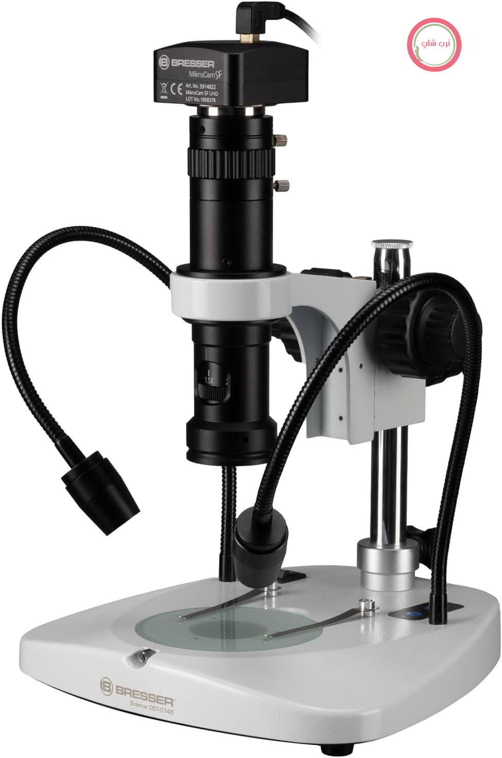 مجموعه میکروسکوپ Bresser با دوربین MikroCam SF UHD، زوم اپتیک 0.7X-4.5X، سازگار با پایه C، ایده‌آل برای اندازه‌گیری‌ها و بررسی‌های کیفی