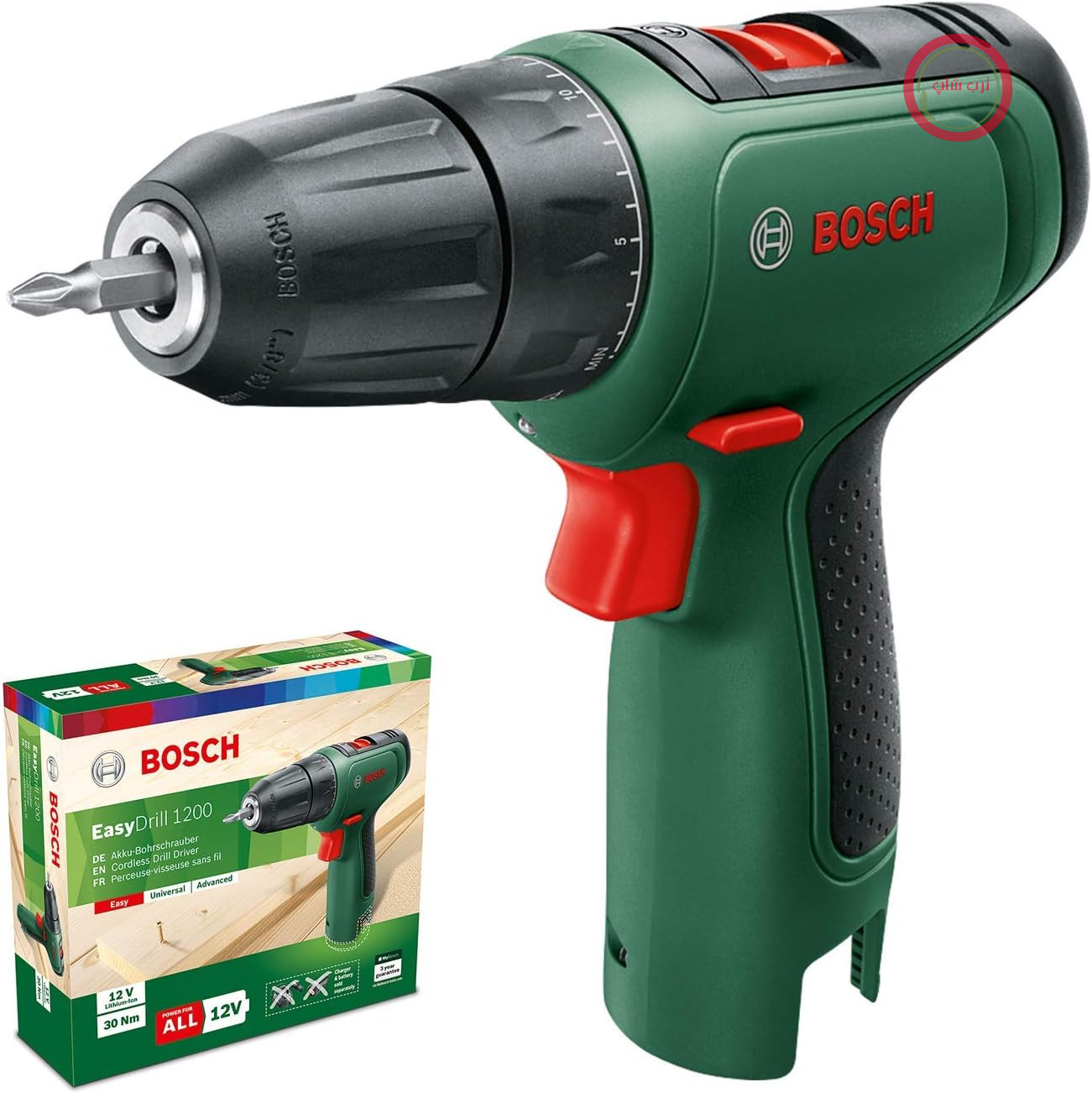 دریل پیچ‌گوشتی شارژی بوش آلمان Bosch مدل EasyDrill 1200 مخصوص خانه و باغ بدون باتری، سیستم ۱۲ ولت