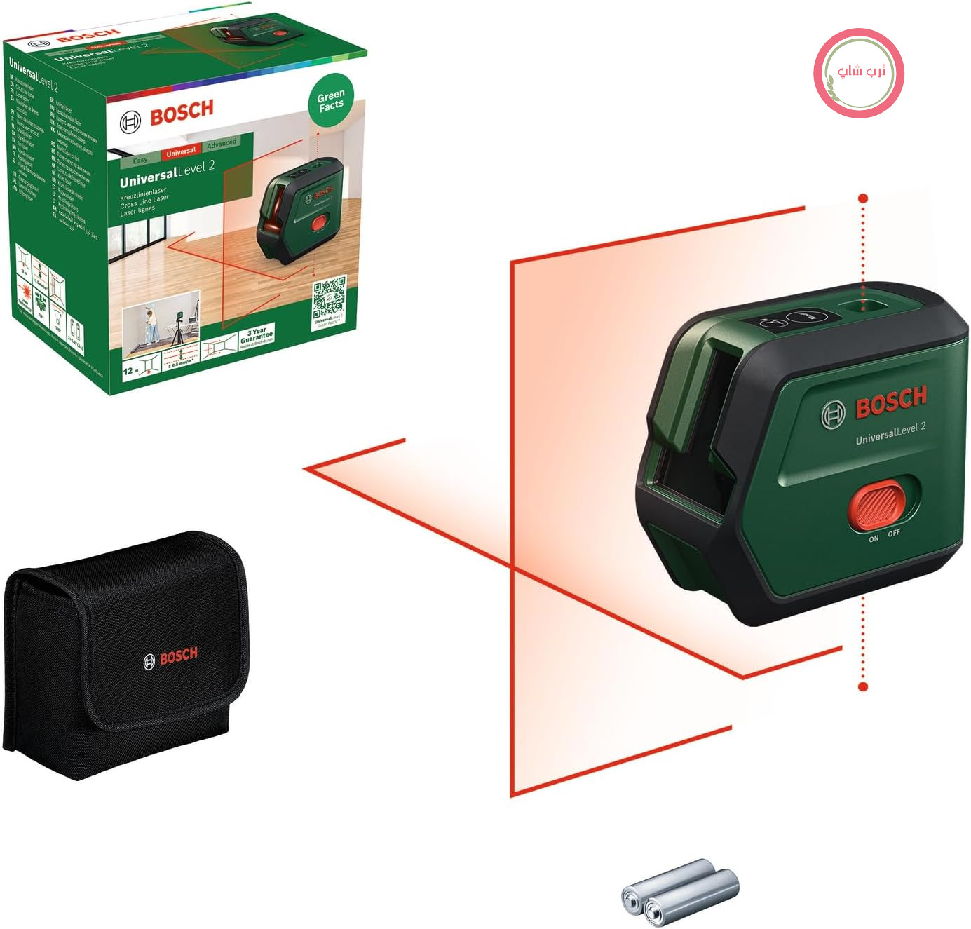 تراز لیزری خط زن بوش آلمان Bosch مدل UniversalLevel 2 (خط‌کشی لیزری با نقاط شاقول یکپارچه برای ترازبندی