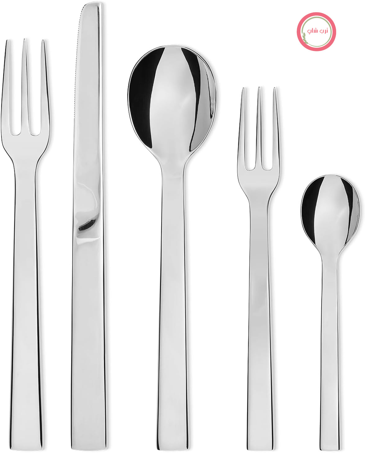 سرویس کارد و چنگال سانتیاگو السی ایتالیا مدل Alessi DC05S5 شامل ۵ عدد قاشق غذاخوری، چنگال غذاخوری، چاقوی غذاخوری، قاشق چایخوری و چنگال دسرخوری