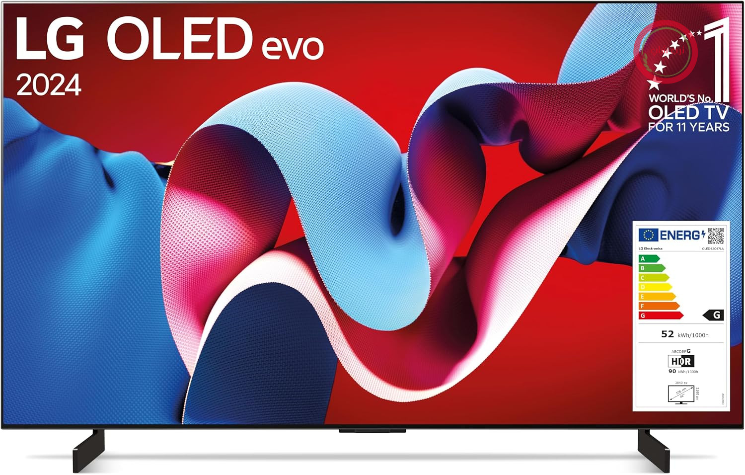 تلویزیون OLED evo ال‌جی مدل OLED42C44LA، سایز ۴۲ اینچ (۱۰۷ سانتی‌متر) (پردازنده هوش مصنوعی α9 Gen7 4K، webOS 24، دالبی