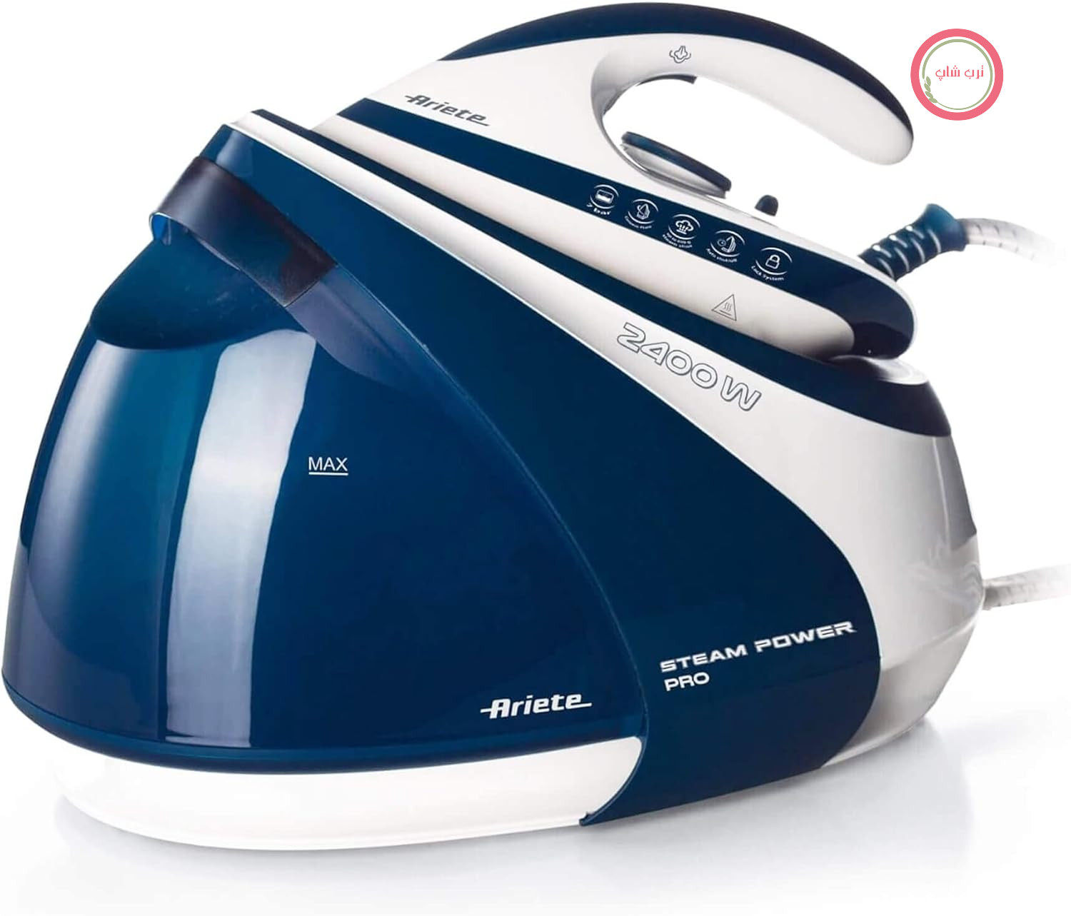 اتوی Ariete 6413 با دیگ بخار، استیل ضد زنگ، سفید و آبی