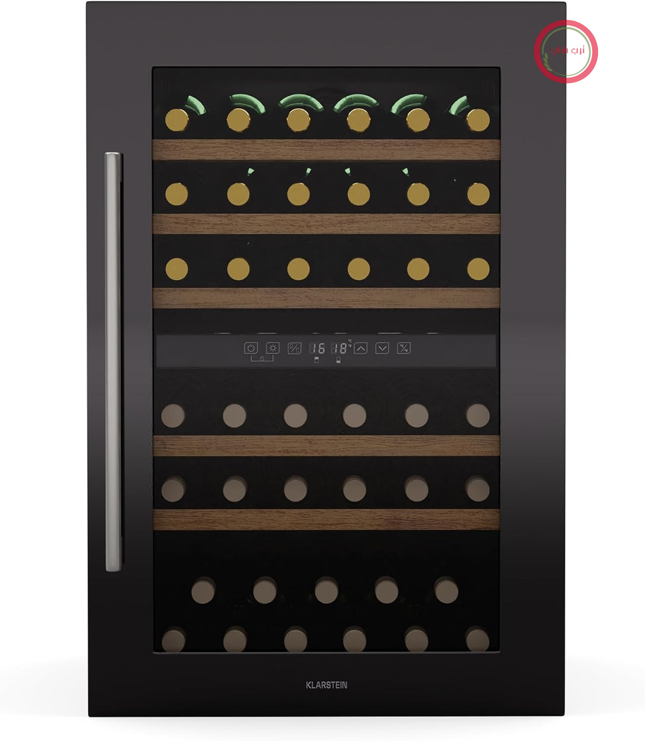 یخچال شراب Klarstein Vinsider 57 Duo، 2 منطقه - 57 بطری، 5-22 درجه سانتیگراد، بی‌صدا 38 دسی‌بل، شیشه توکار، محافظ UV، قفسه‌های چوبی، استیل ضد زنگ، R600a