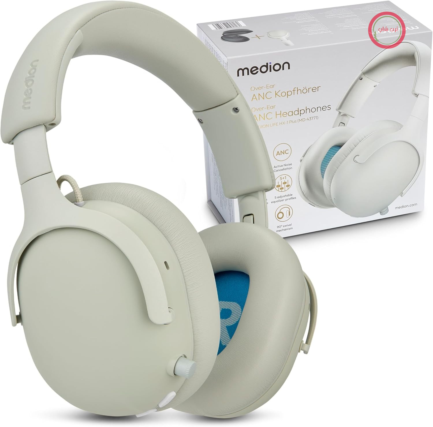 هدفون روگوشی MEDION مدل HX-1 Plus (بی‌سیم، حذف نویز فیدفوروارد، بلوتوث ۶.۰، بی‌سیم، ۵+۱ اکولایزر از پیش تنظیم‌شده، عمر باتری تا ۱۰۰ ساعت، ضد آب با استاندارد IPX4) تک‌رنگ