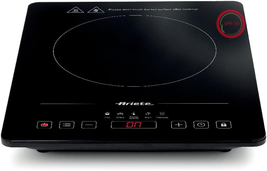 اجاق القایی تک شعله قابل حمل Ariete 1997، شیشه و سرامیک، 2000 وات، 10 سطح قدرت، تایمر تا 4 ساعت، قفل کودک، 5 برنامه، مشکی