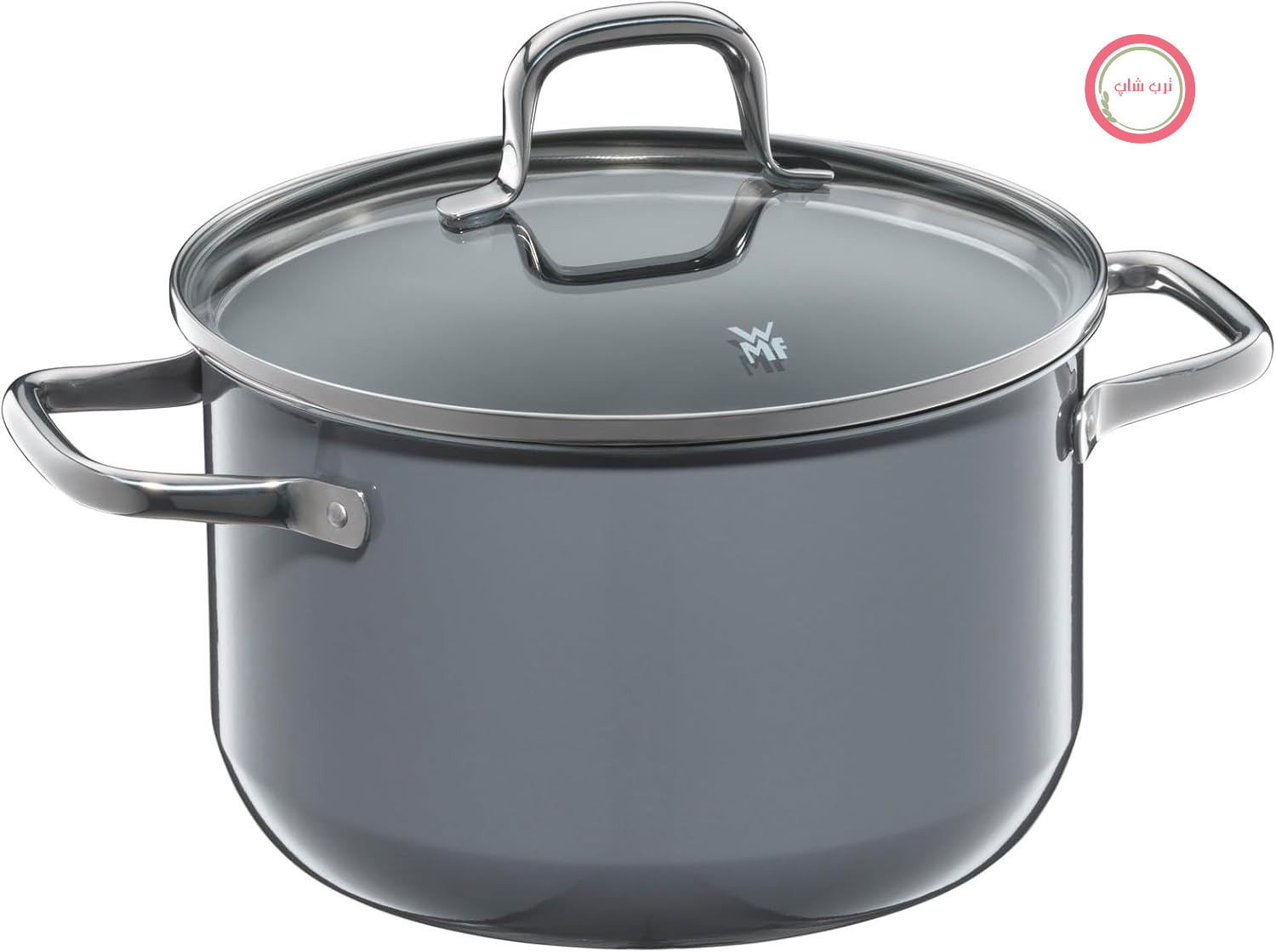 قابلمه بزرگ WMF Fusiontec Essential، 20 سانتی‌متر، درب شیشه‌ای، سازگار با اجاق القایی، 3.7 لیتر، سرامیک پیشرفته، ضد خش، بدون روکش، خاکستری، ساخت آلمان