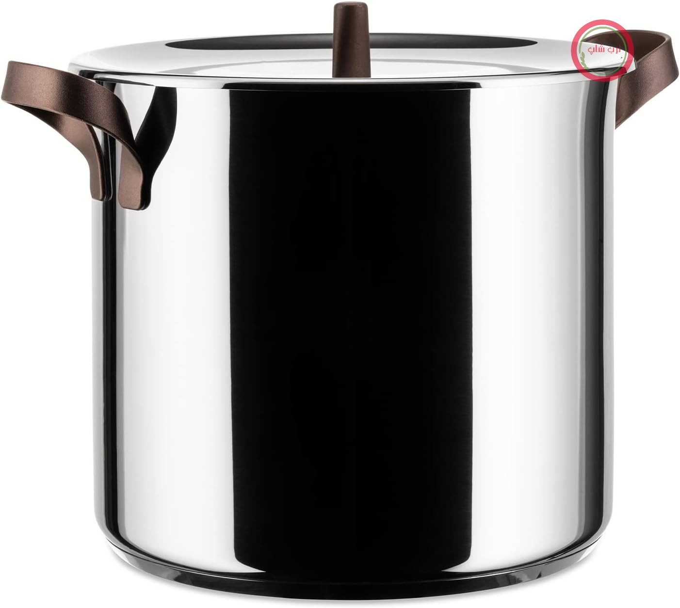قابلمه طرح‌دار Alessi Edo PU100/24 از جنس استیل ضد زنگ 18/10، دسته‌های ساخته شده از استیل ضد زنگ 18/10 با پوشش PVD، قهوه‌ای