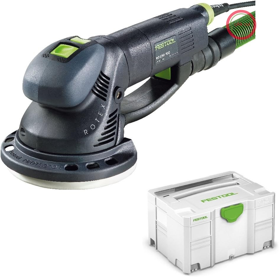 سنباده زن چرخ دنده ای Festool RO 150 FEQ-Plus ROTEX با قدرت 720 وات و کورس 5 میلی متر (575069) در Systainer + صفحه سنباده