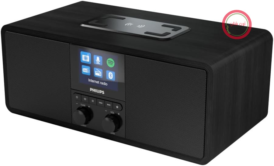 رادیو اینترنتی فیلیپس R8805/10 با قابلیت پخش DAB+ و FM | اتصال به اسپاتیفای و پخش بلوتوث | پد شارژ بی‌سیم Qi و پورت USB | ساعت زنگ‌دار و تایمر خواب