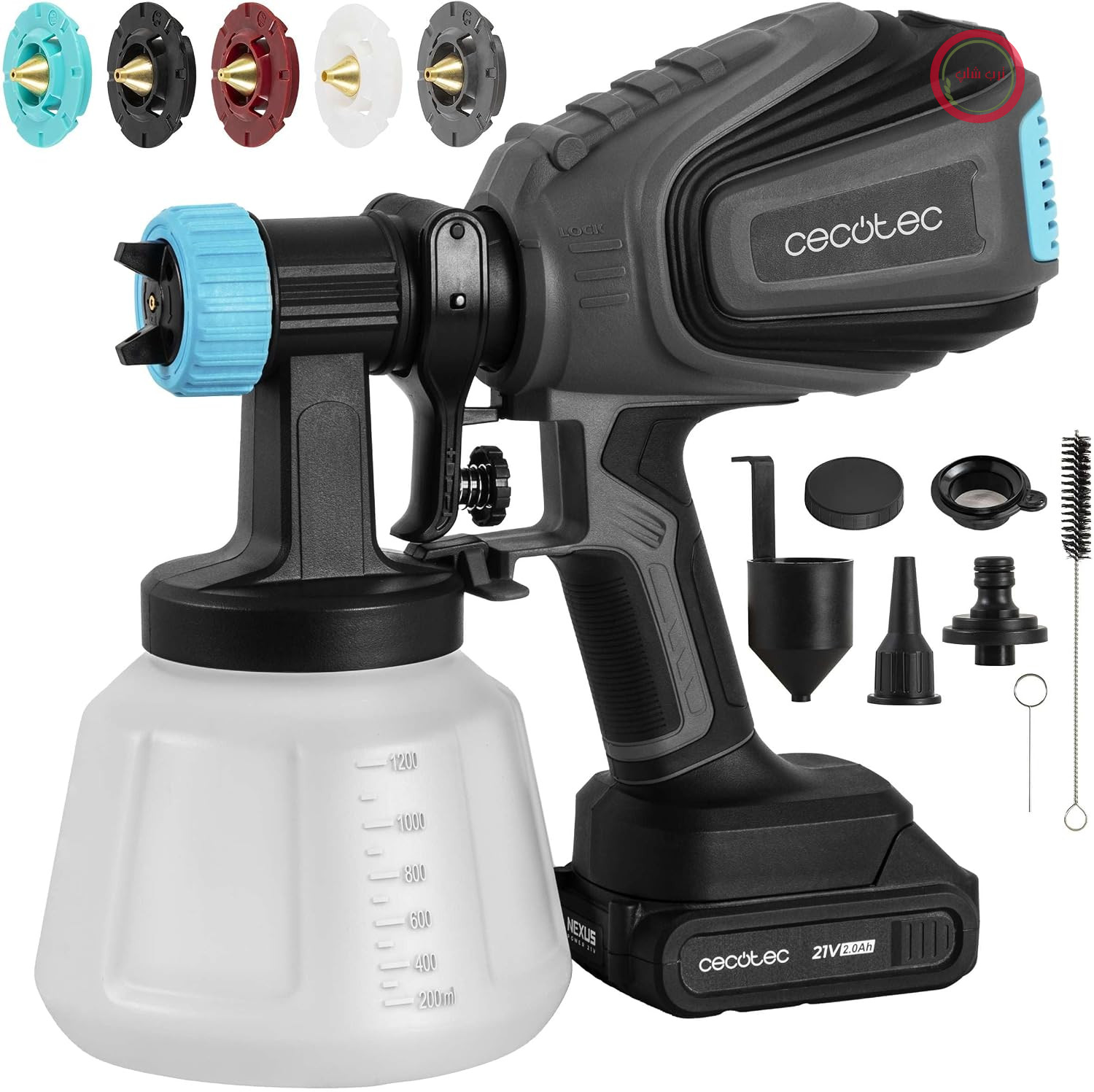 پیستوله رنگ‌پاش شارژی سکوتک اسپانیا Cecotec TotalPaint 4000 Liberty، سازگار با NEX21 21V، 800