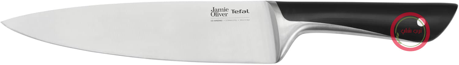 چاقوی سرآشپز Tefal Jamie Oliver 20 سانتی‌متر، عملکرد برش بالا، طراحی متمایز، تیغه‌های بادوام و ماندگار، استیل ضد زنگ، مشکی، K2670155